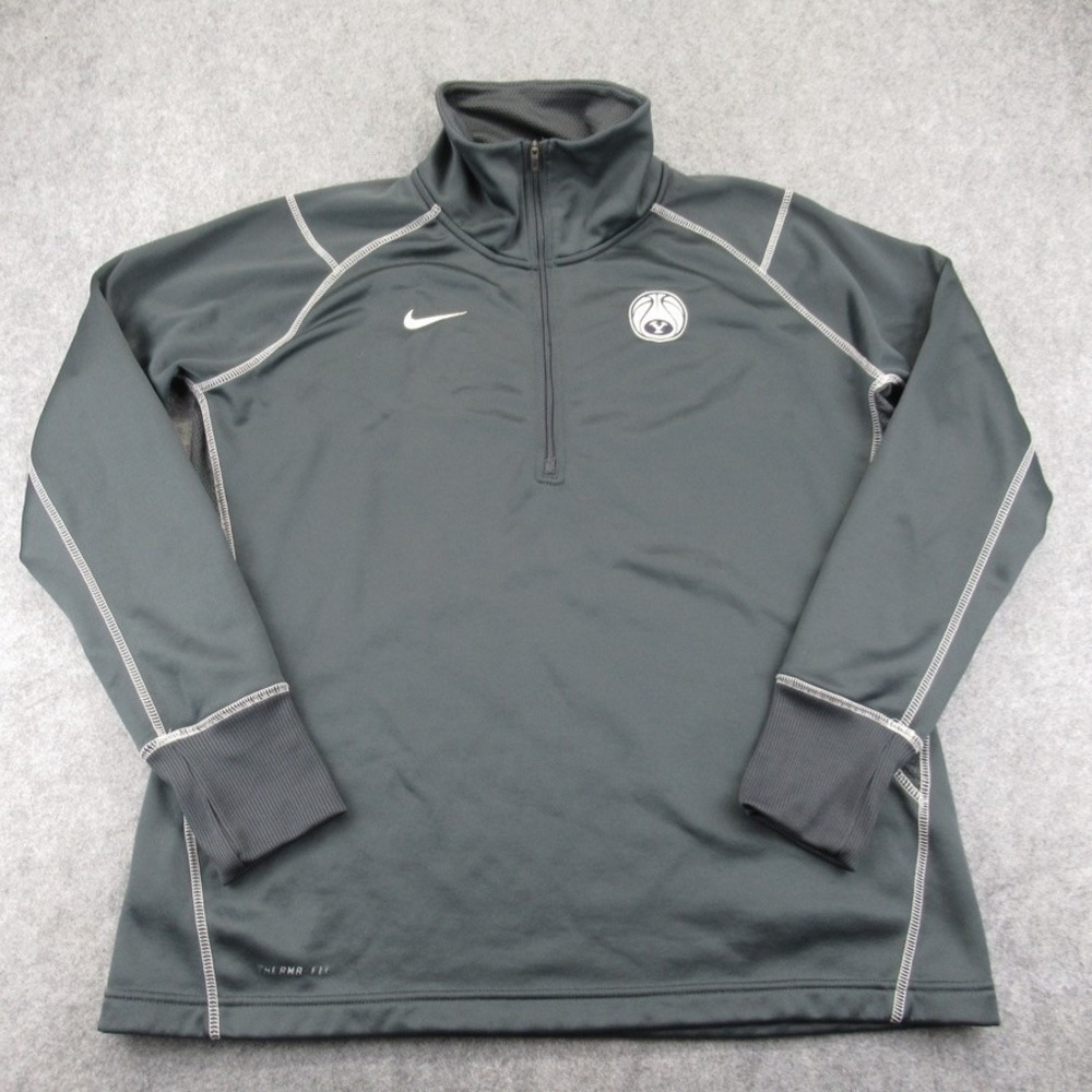 Nike Womens 1/4-Zip Thermafit Athletic Top Size XL BYU Cougars‎ Logo
